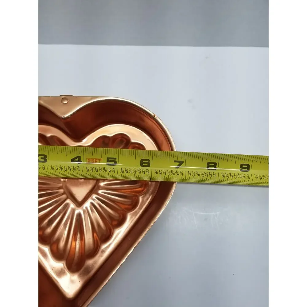 Vintage Copper Jello Molds Heart shaped Round Set of 2